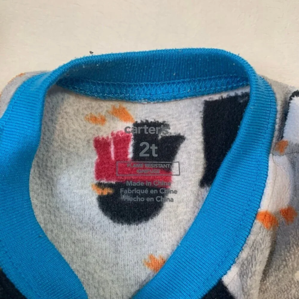 5/$25‎ Carter's Footed Pajamas Kids 2T Gray Penguin Print Fleece Sleeper